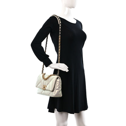Chanel Iridescent Calfskin Quilted Medium Chanel 19 Flap White 2 of 11