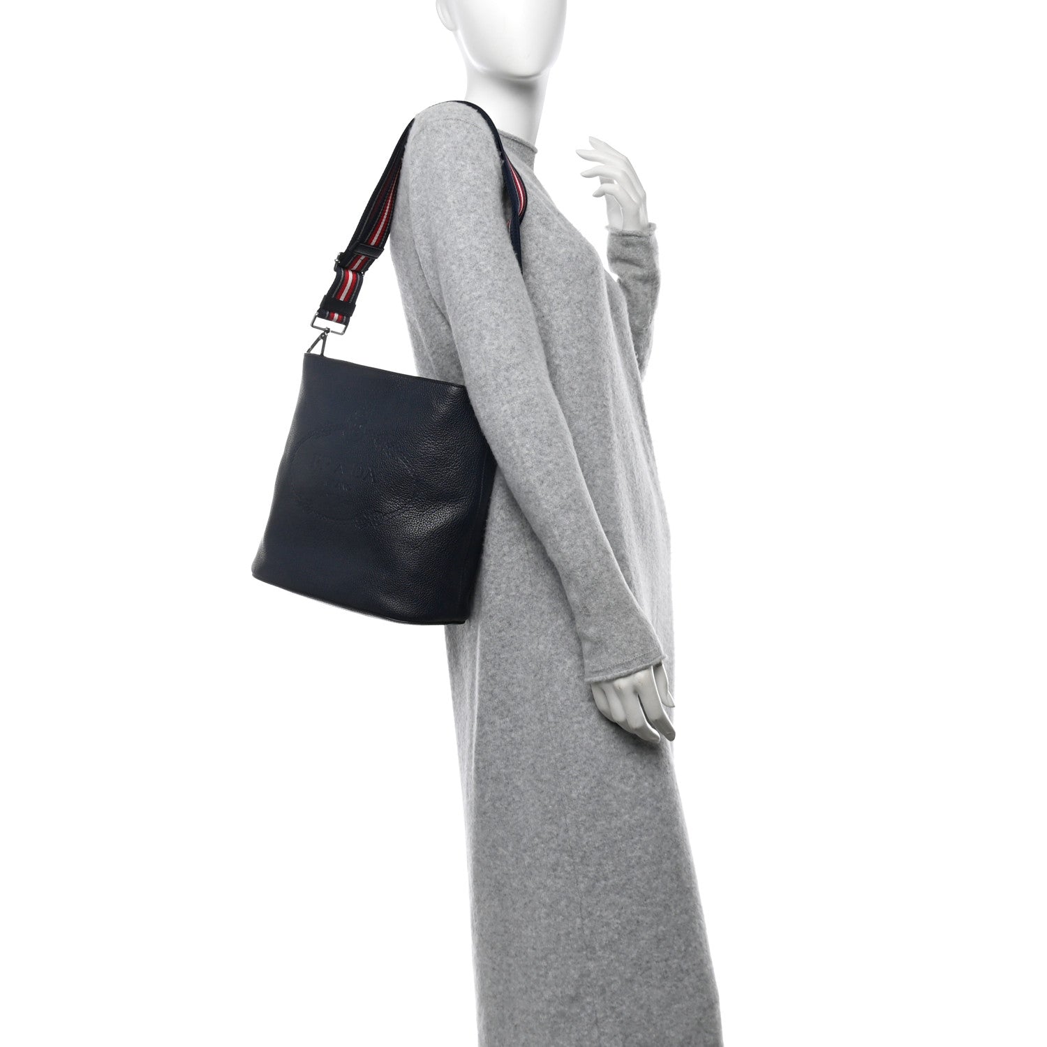 Prada Vitello Daino Logo Crossbody Bag Baltico 2 of 12