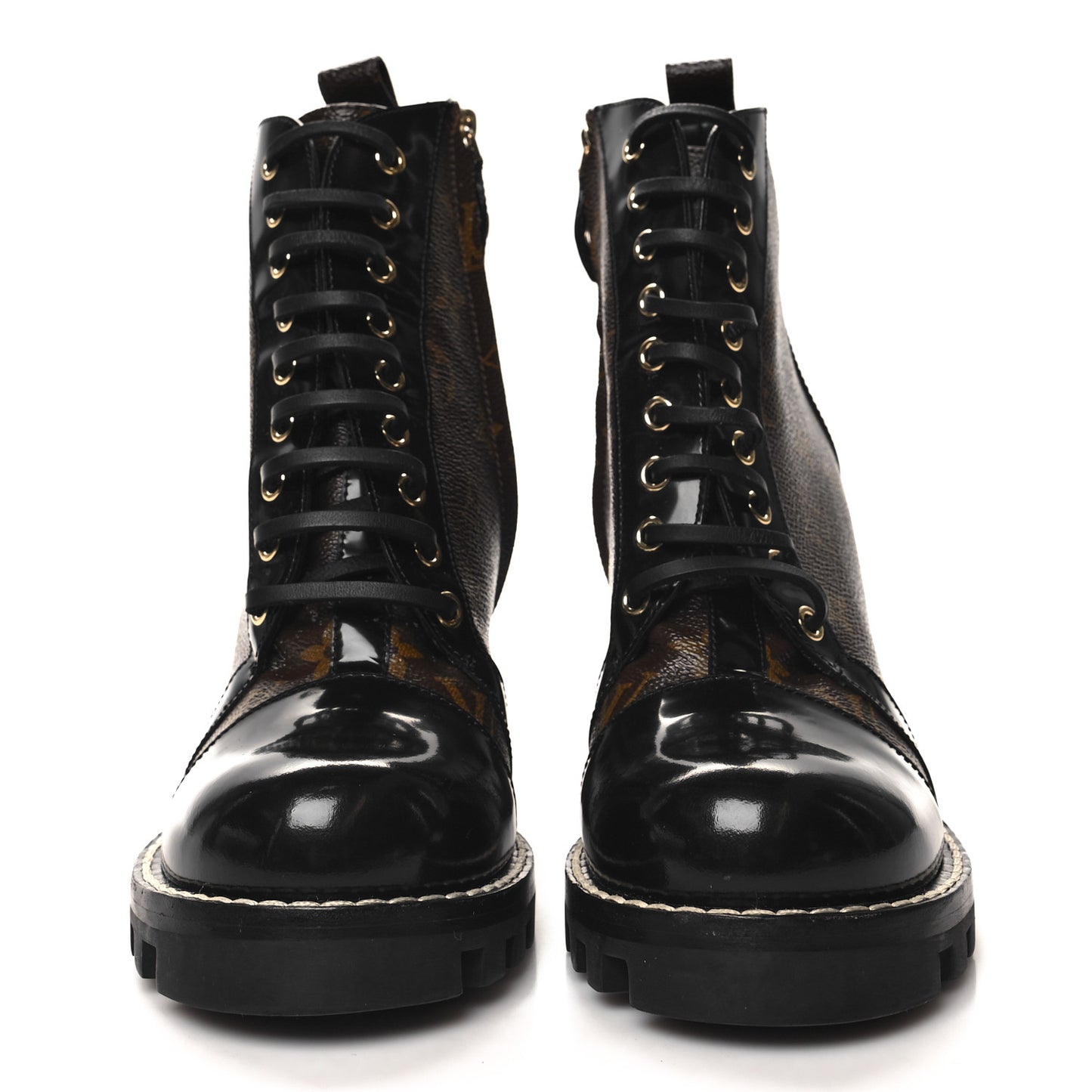 Patent Calfskin Monogram Star Trail Ankle Boots 40 Black
