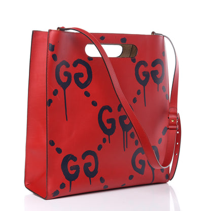 Gucci Calfskin GucciGhost Real Medium XL Tote Hibiscus Red 3 of 16