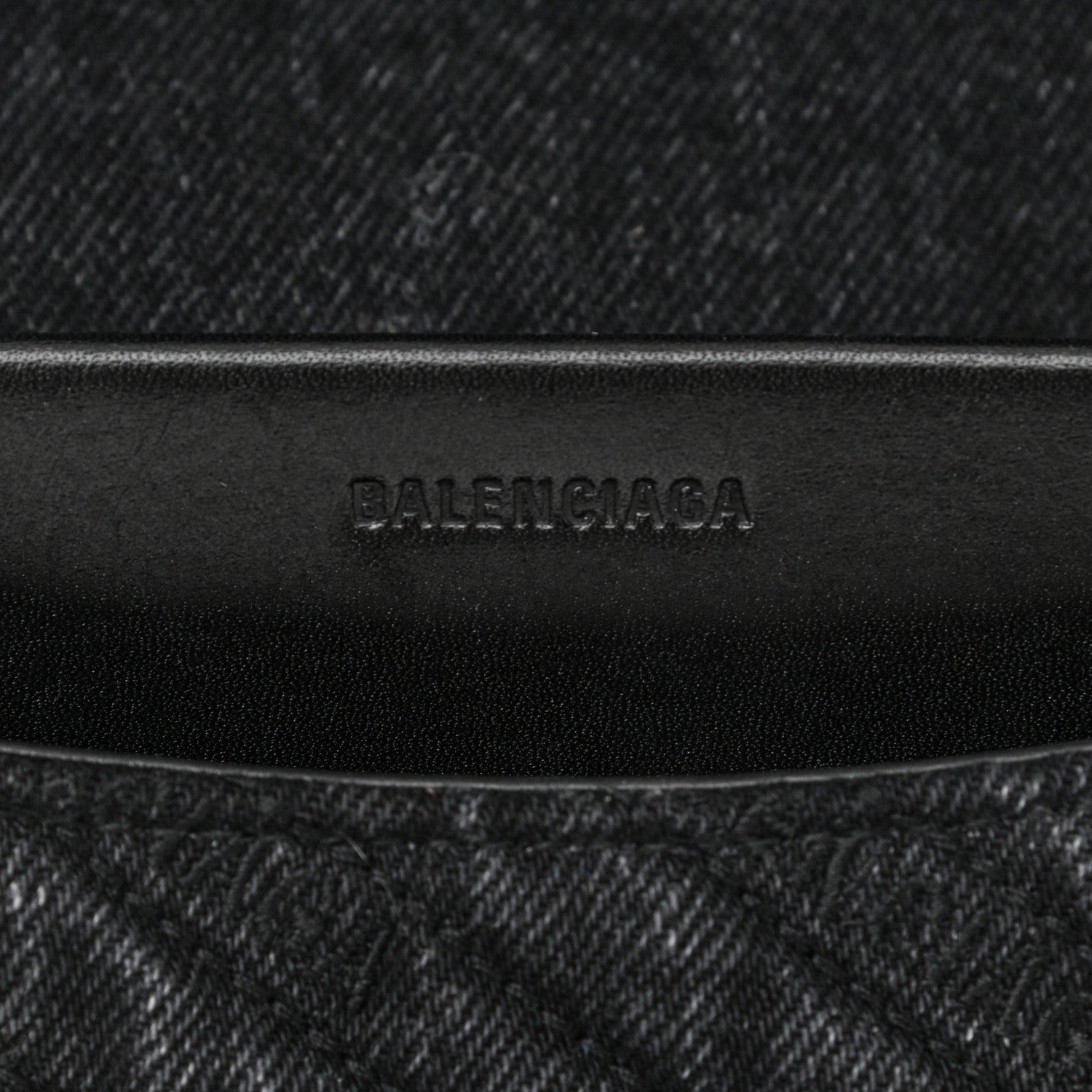 Balenciaga Destroyed Denim Jacquard Logo Matelasse M BB Round Shoulder Bag Black 5 of 8