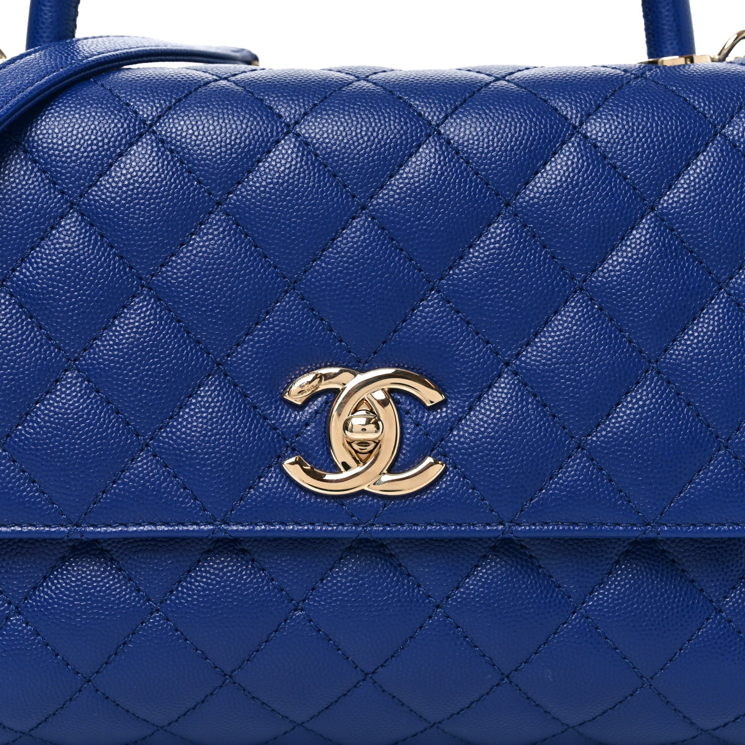 Chanel Caviar Quilted Small Coco Handle Flap Blue 8 of 10