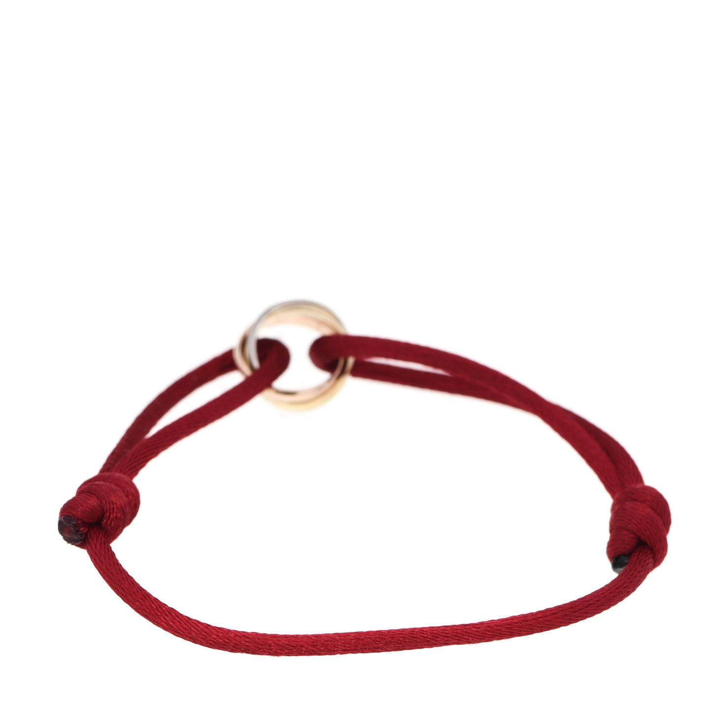 18K Pink Yellow White Gold Trinity Cord Bracelet Red