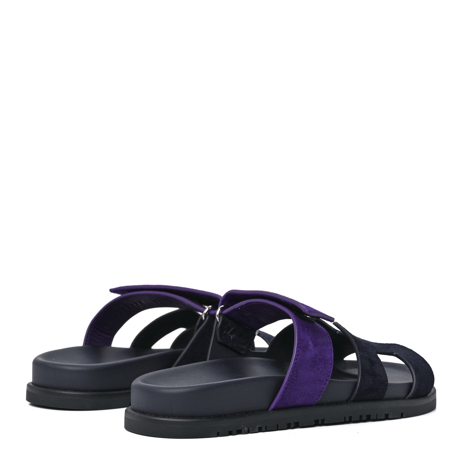 Hermes Suede Goatskin Womens Chypre Sandals 36 Marine Violet Majorette 4 of 9