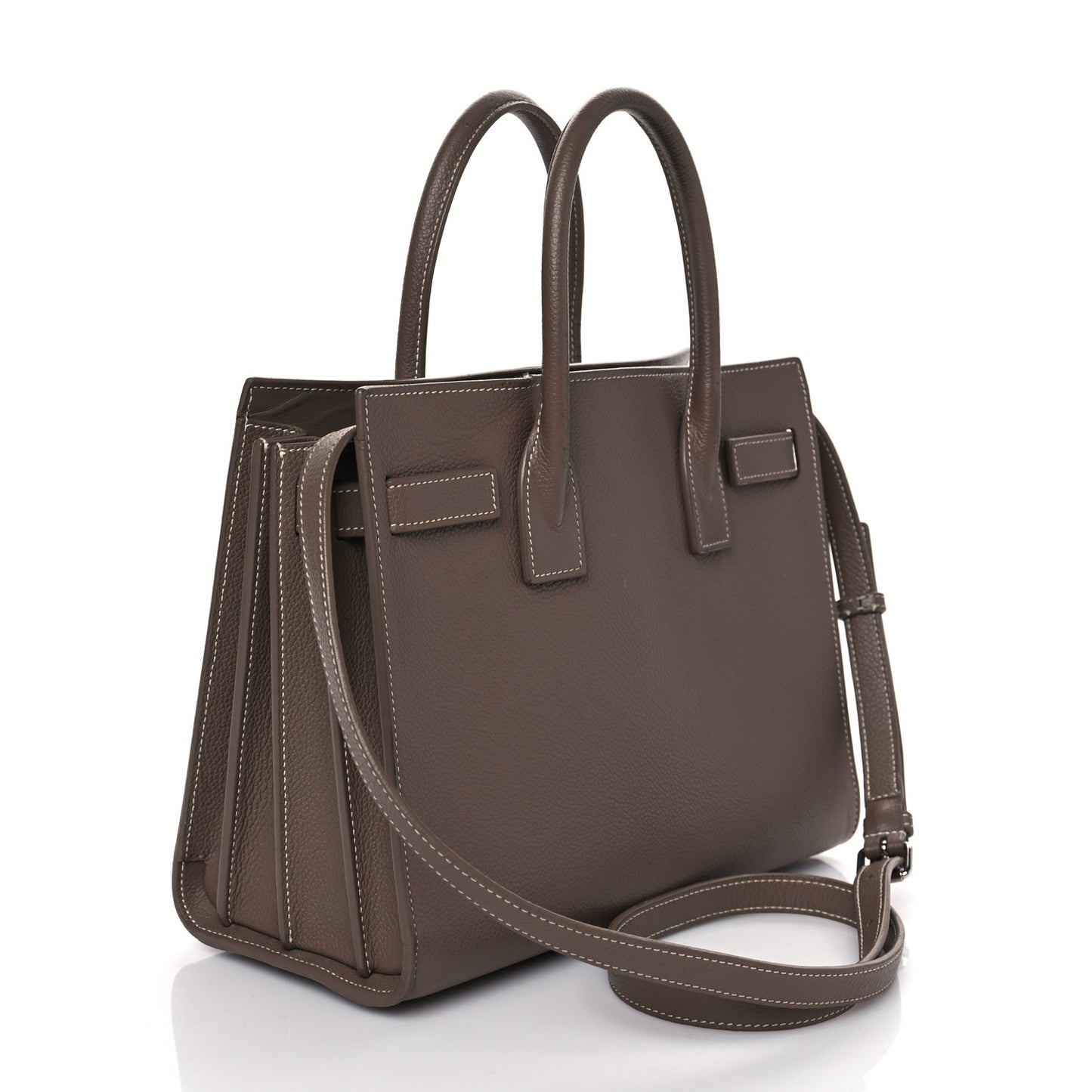 Grained Calfskin Topstich Baby Sac De Jour Taupe