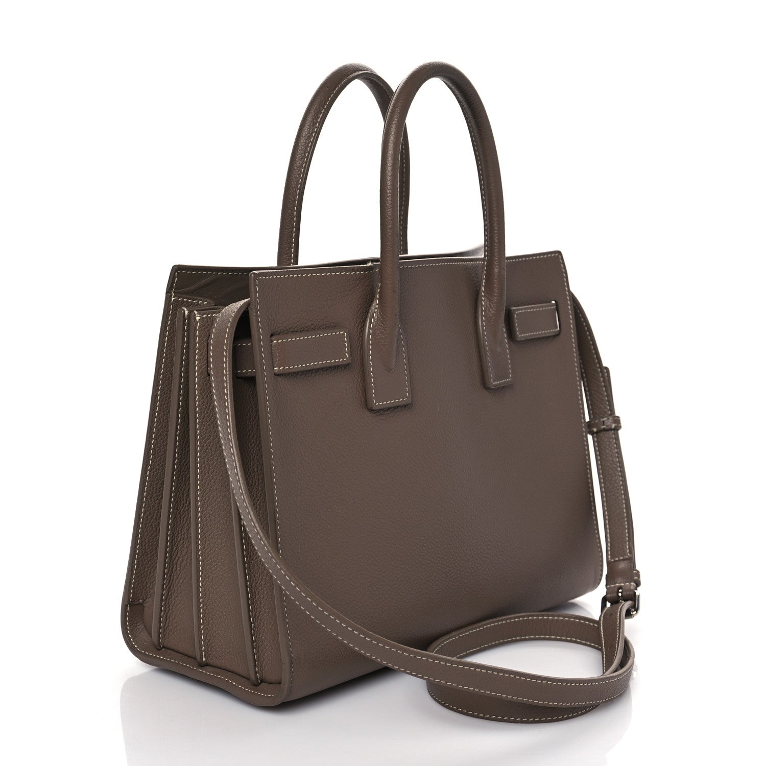 Saint Laurent Grained Calfskin Topstich Baby Sac De Jour Taupe 2 of 12