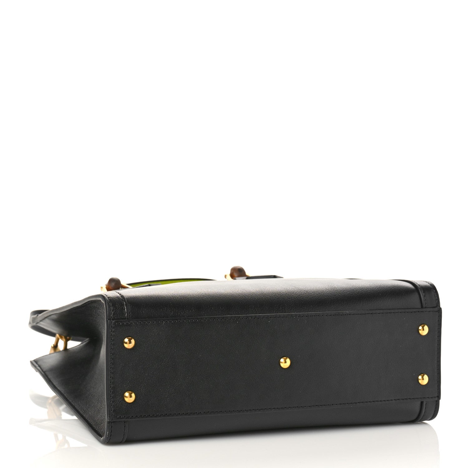 Gucci Calfskin Small Diana Tote Bag Black Yellow Fluo 4 of 9