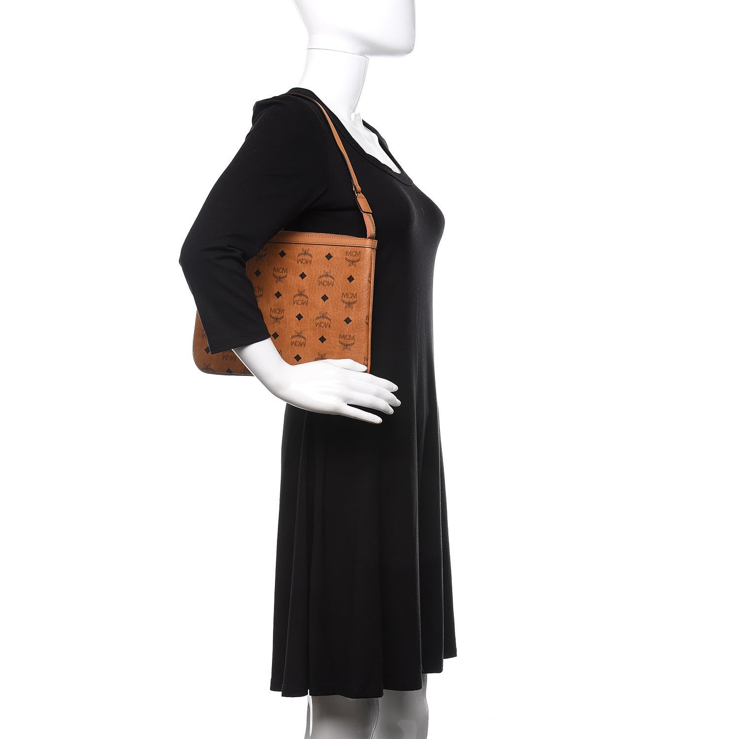 MCM Visetos Liz Shopper Tote Pouch Cognac 2 of 10