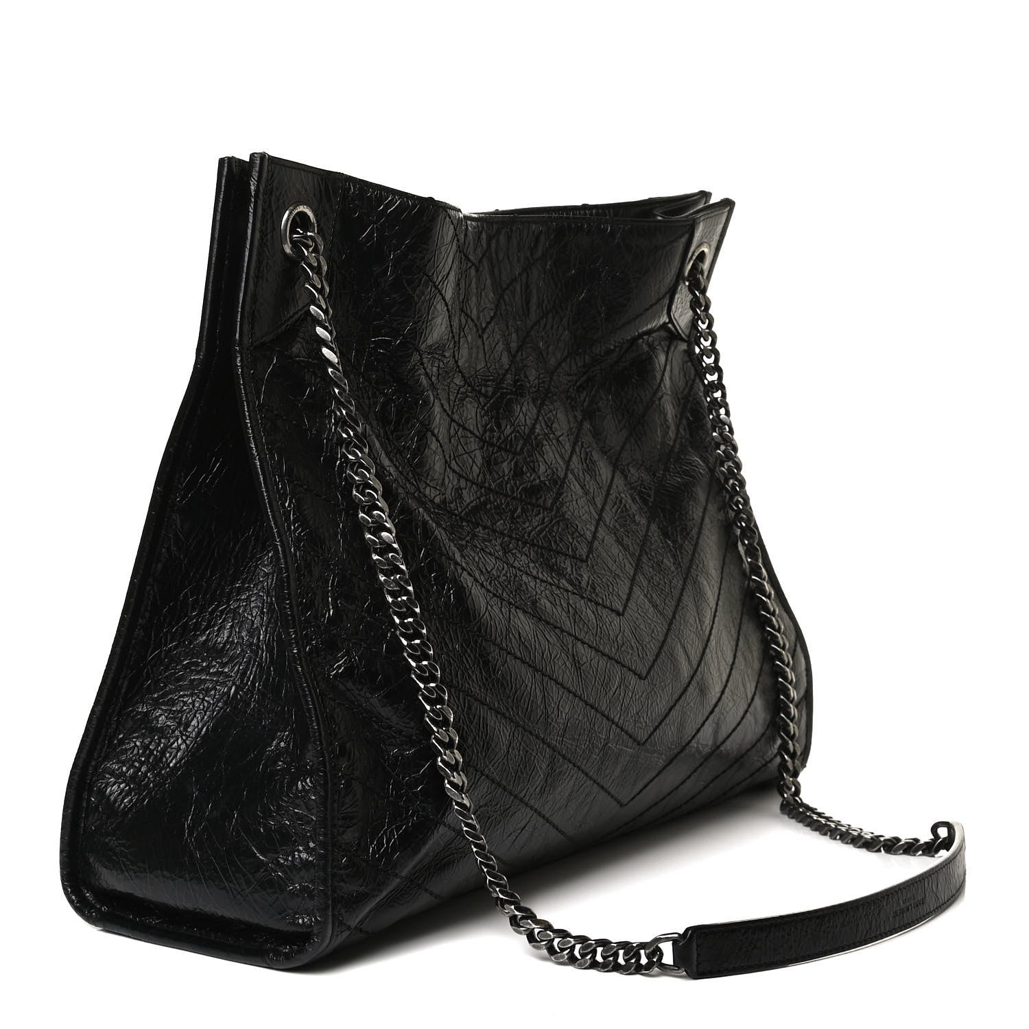 Saint Laurent Crinkled Calfskin Matelasse Monogram Niki Shoulder Bag Black 3 of 17