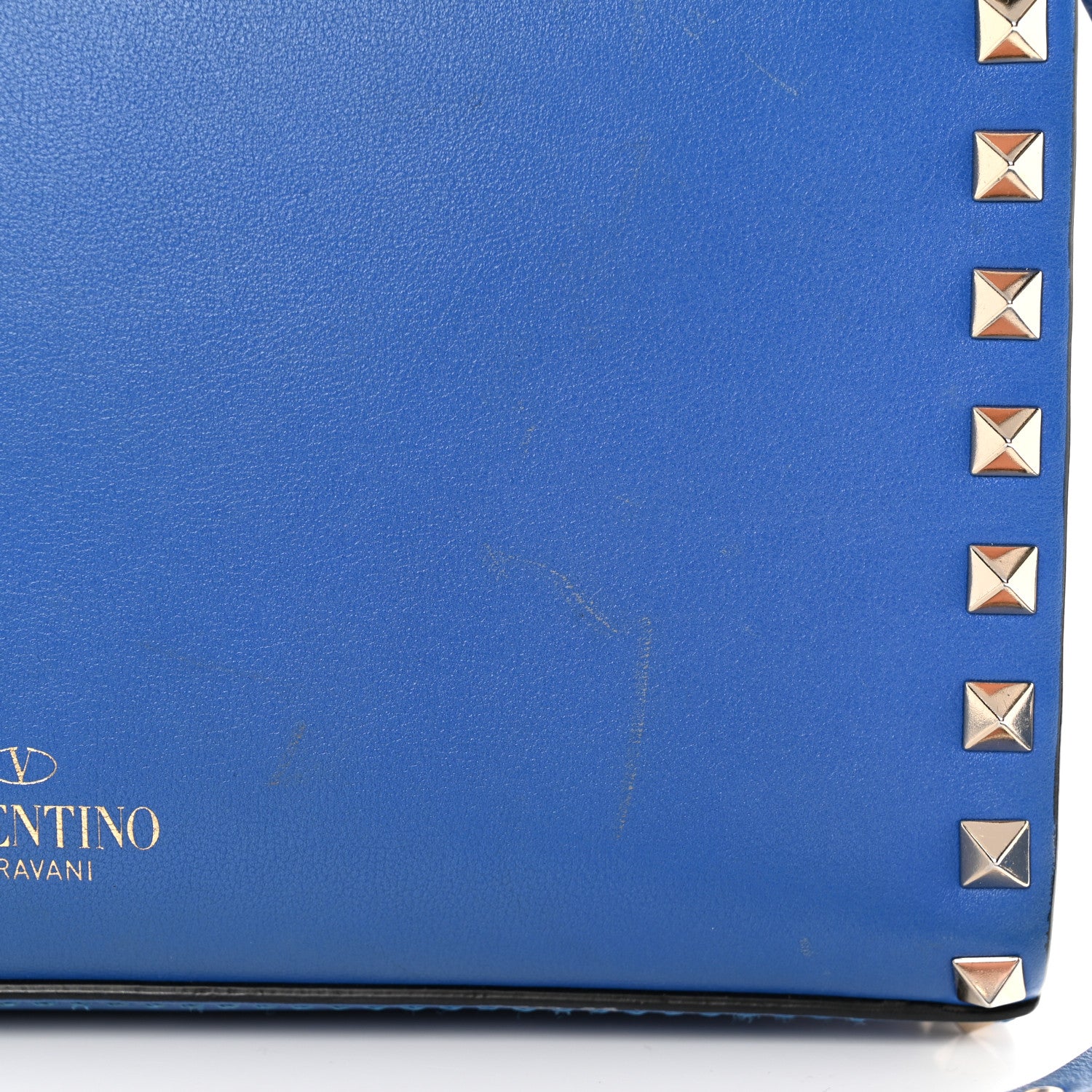 Valentino Garavani Vitello Medium Rockstud Flip Lock Crossbody Bag Acid Blue 21 of 21