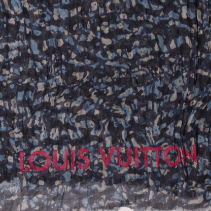 Louis Vuitton Cashmere Silk Lezard Etole Stole Blue 5 of 7