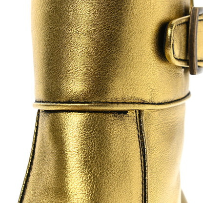 Saint Laurent Patent Calfskin Miles 30 Ankle Boots 41 Gold 9 of 11