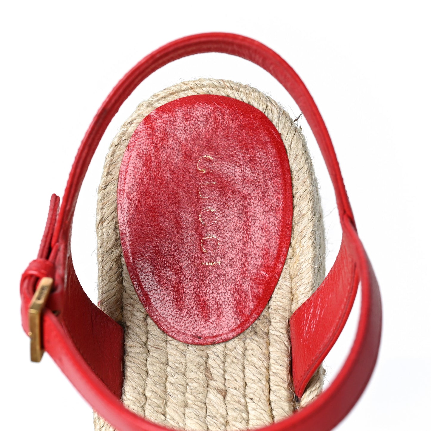 Cotton Malaga Kid Crochet Pearly GG Lilibeth Espadrille Platform Sandals 37.5 Hibiscus Red
