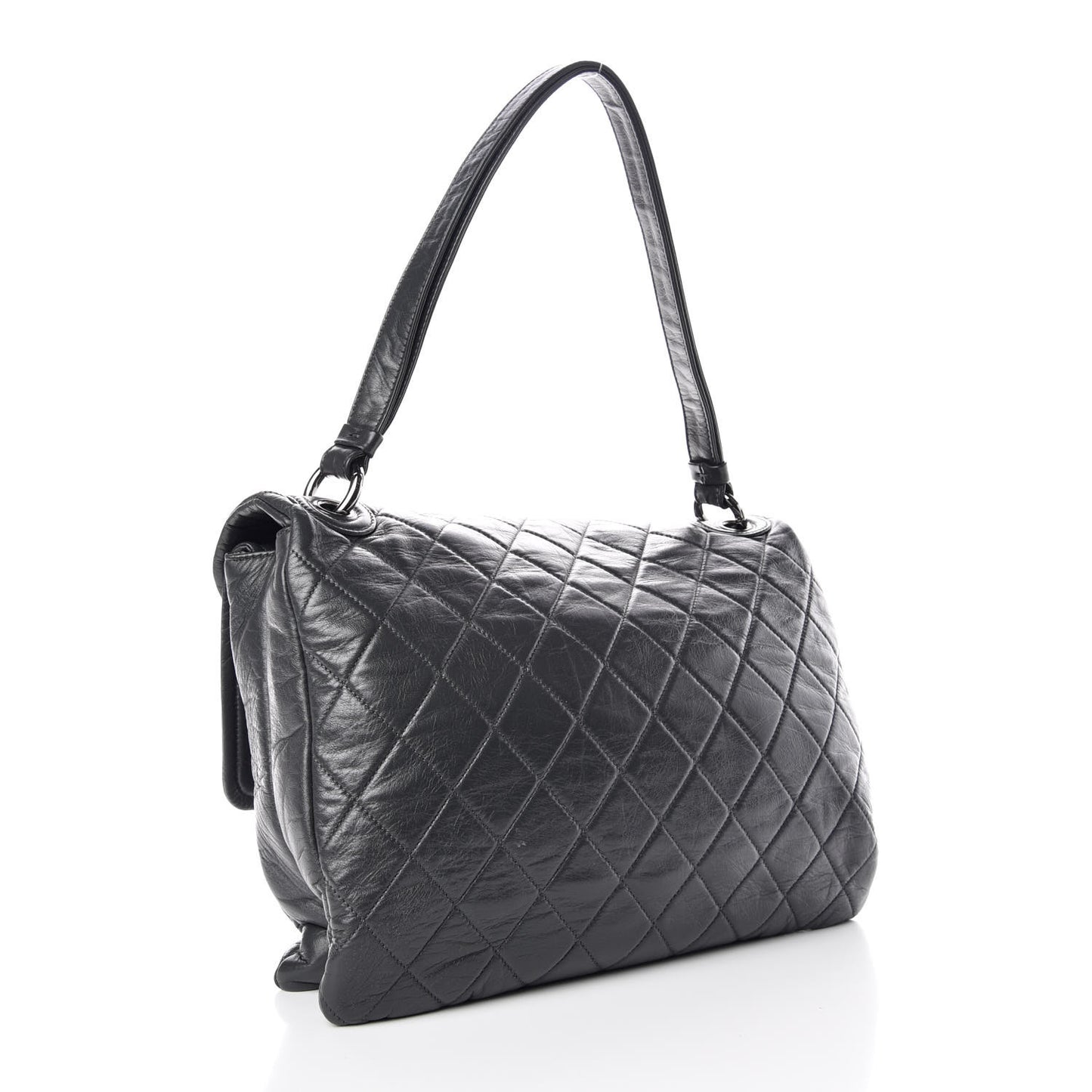 Lambskin Quilted Padded Envelope Flap Grey