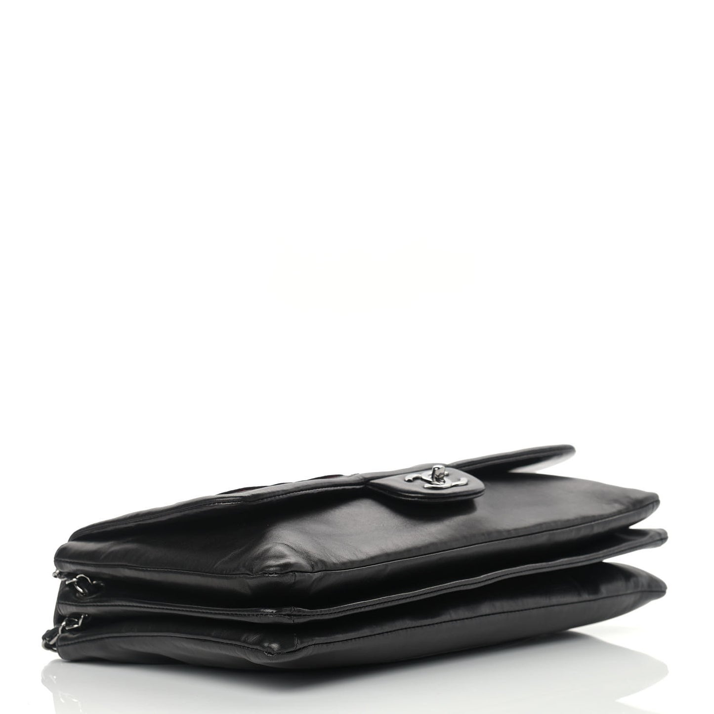 Lambskin Tweed Maxi Camellia Petals Flap Black