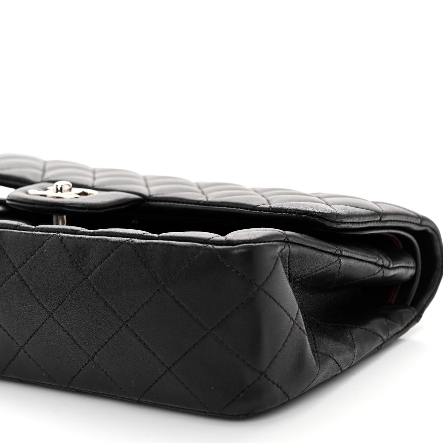 Lambskin Quilted Medium Double Flap Black