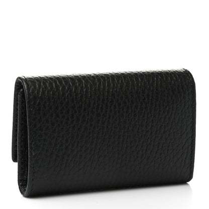 Gucci Pebbled Calfskin GG Marmont 6 Key Holder Black 3 of 9