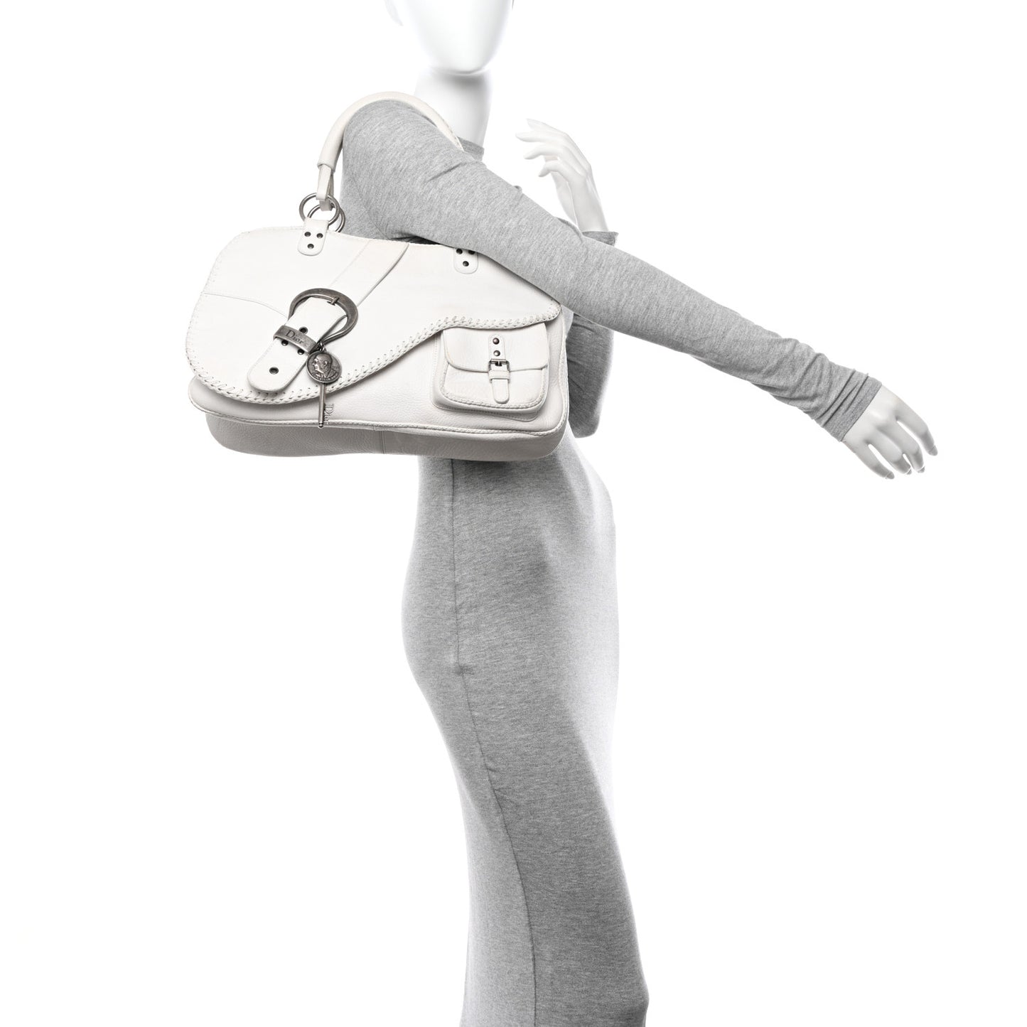 Calfskin Braided Gaucho Double Saddle Bag White