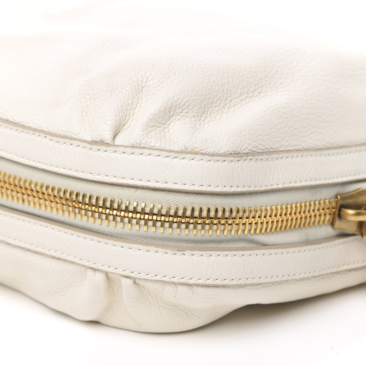 Saint Laurent Calfskin Zip Hobo White 9 of 11