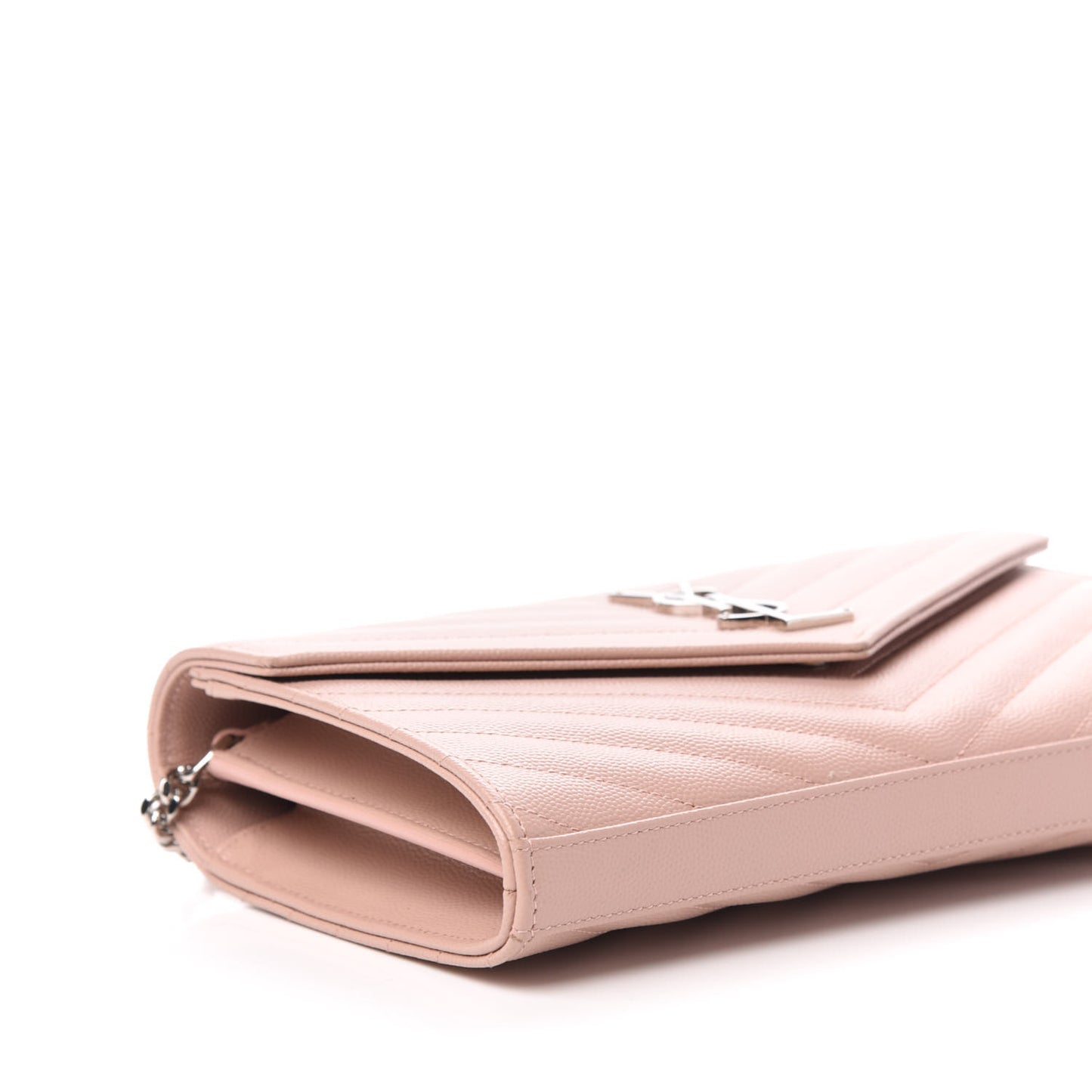 Grain De Poudre Matelasse Chevron Monogram Chain Wallet Pale Pink