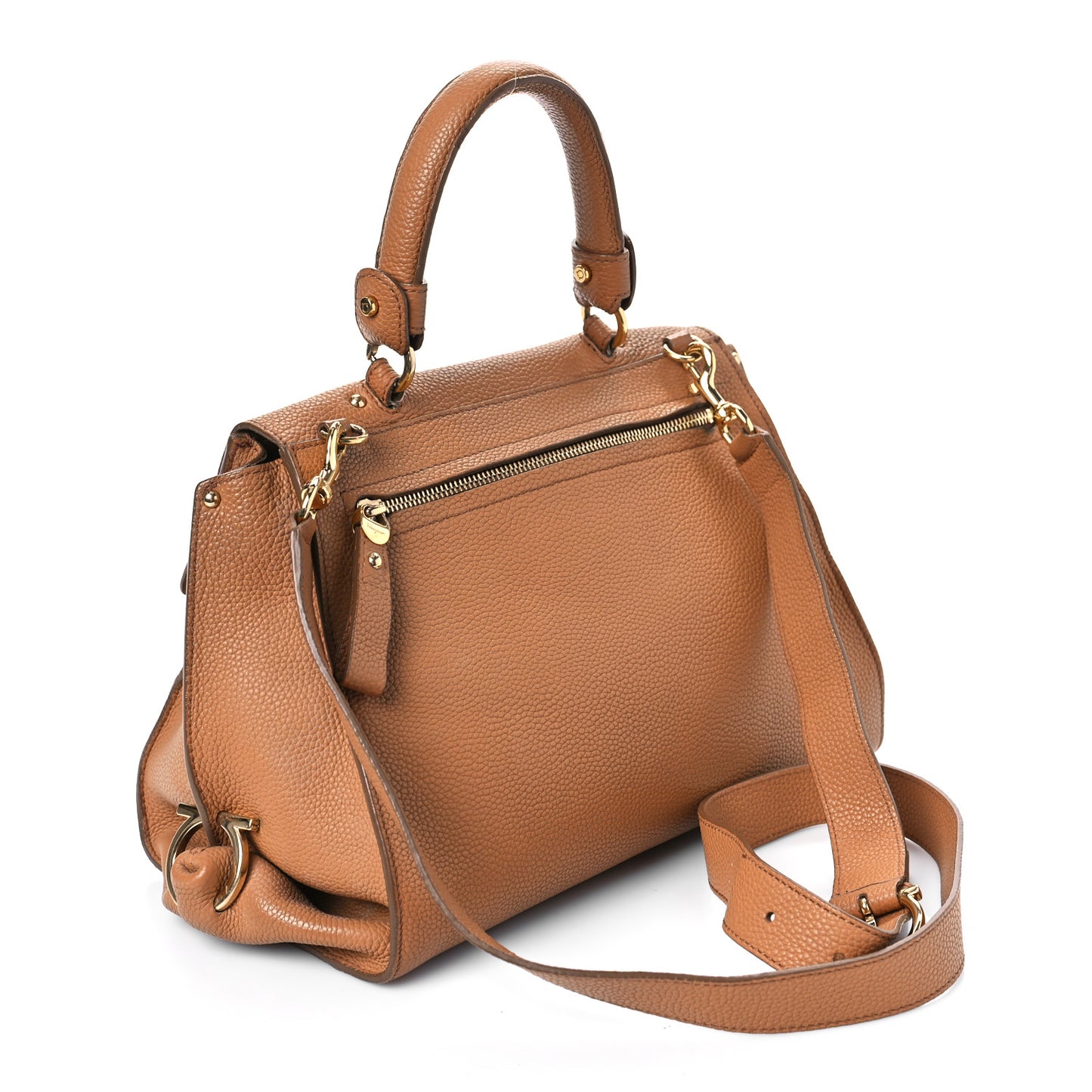 Grained Calfskin Sofia Satchel Brown