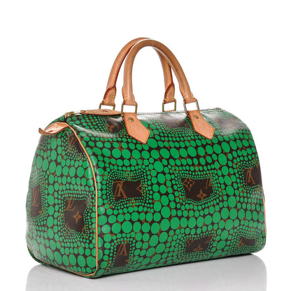 Louis Vuitton Monogram Kusama Town Speedy 30 Green 3 of 6