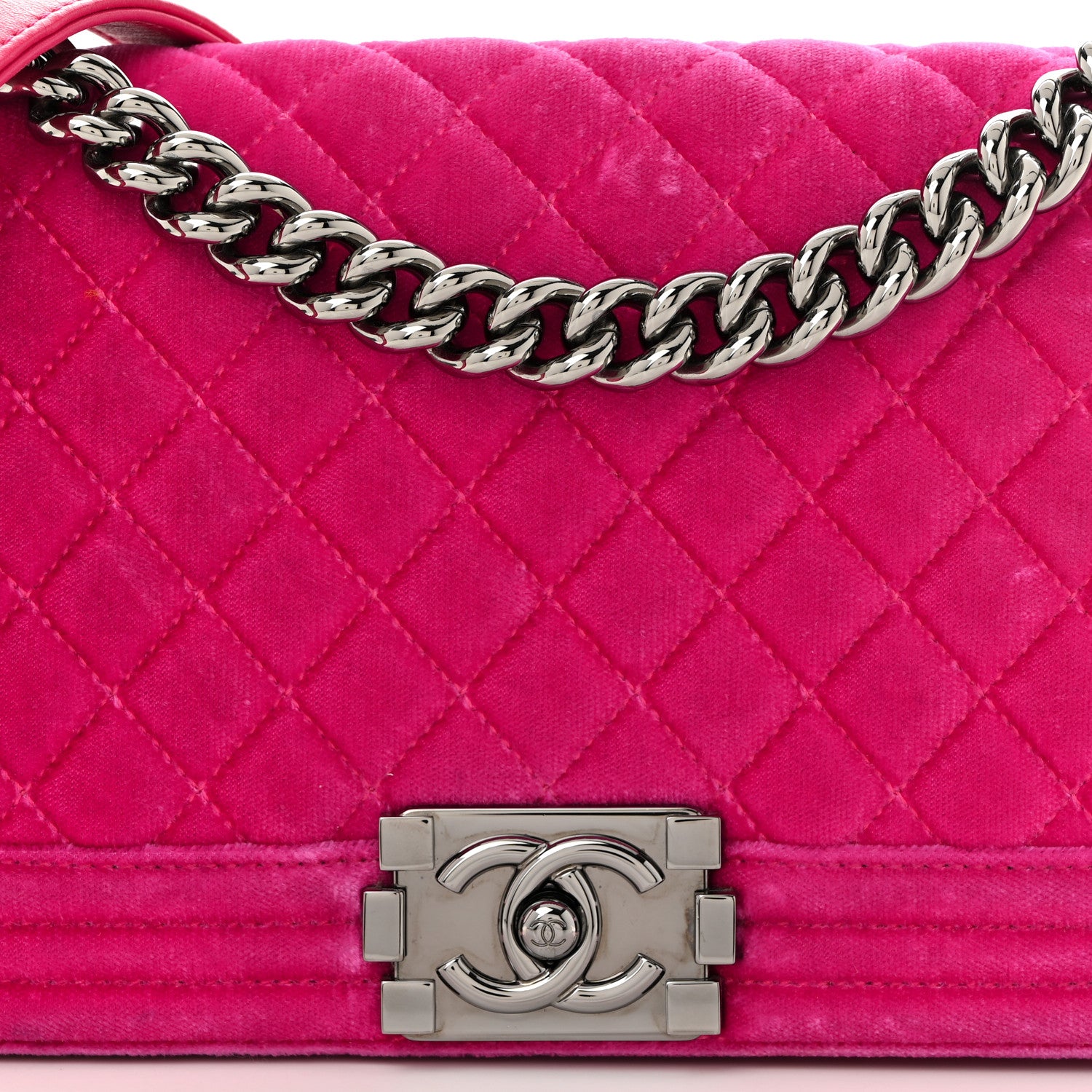 Chanel Velvet Quilted Medium Boy Flap Fuchsia 8 of 10