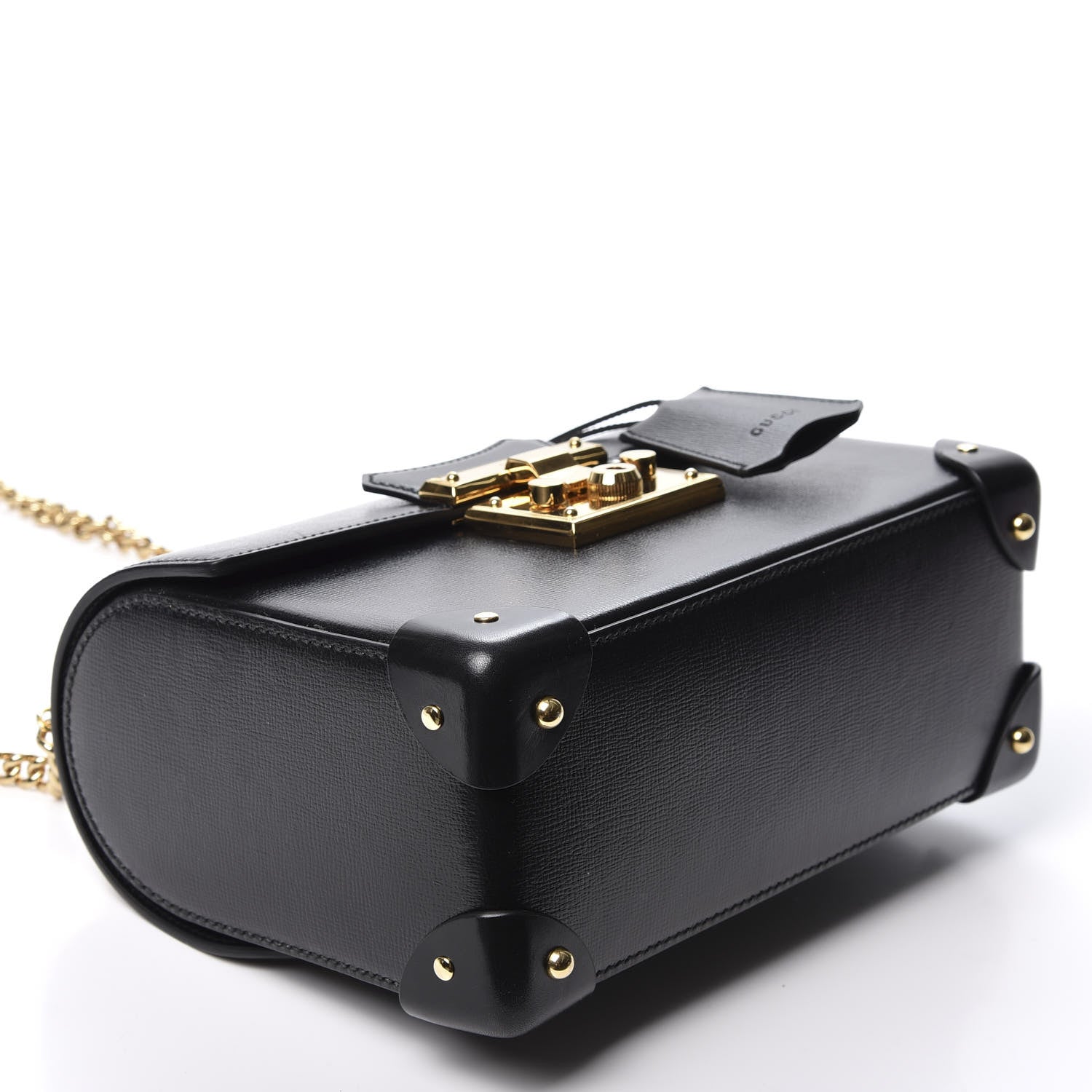 Gucci Calfskin Small Padlock Bamboo Shoulder Bag Black 3 of 10