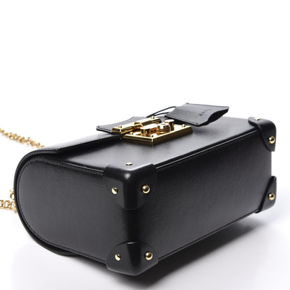 Gucci Calfskin Small Padlock Bamboo Shoulder Bag Black 3 of 10