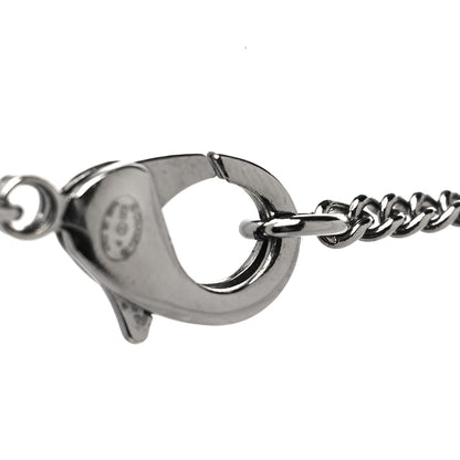 Chanel Metal Crystal Ruthenium Dog Tag Charm Necklace Silver 4 of 5