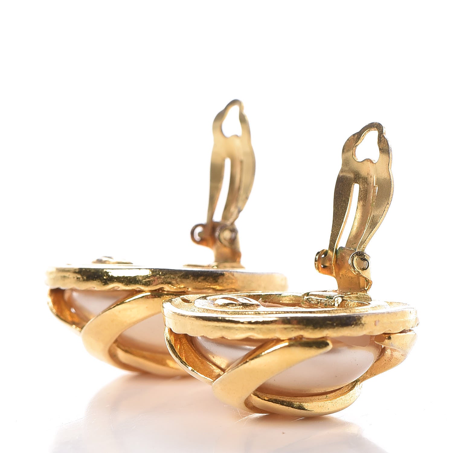 Chanel Pearl CC Clip On Earrings Gold 3 of 8