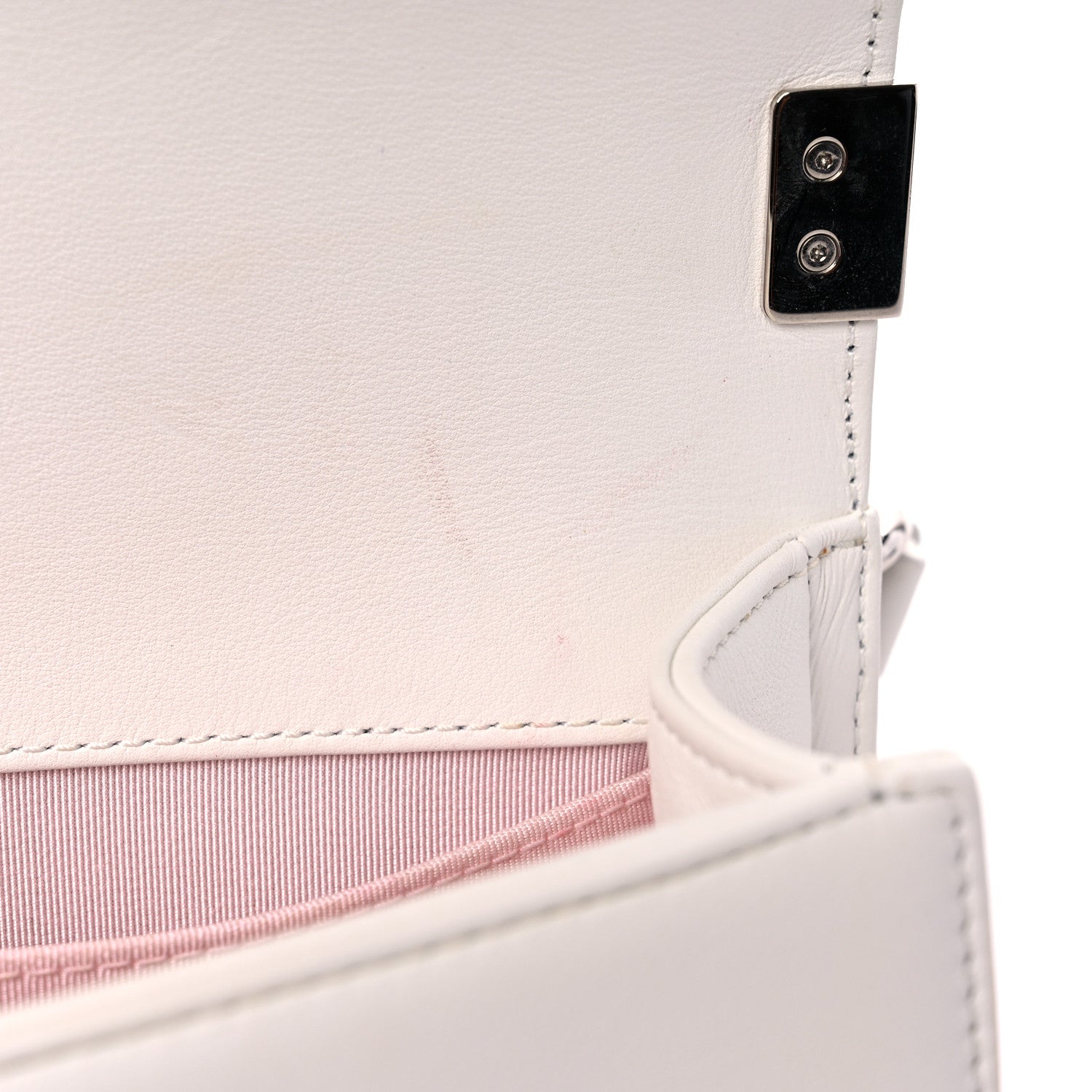 Chanel Calfskin Pearl Chevron Small Boy Flap White 12 of 18