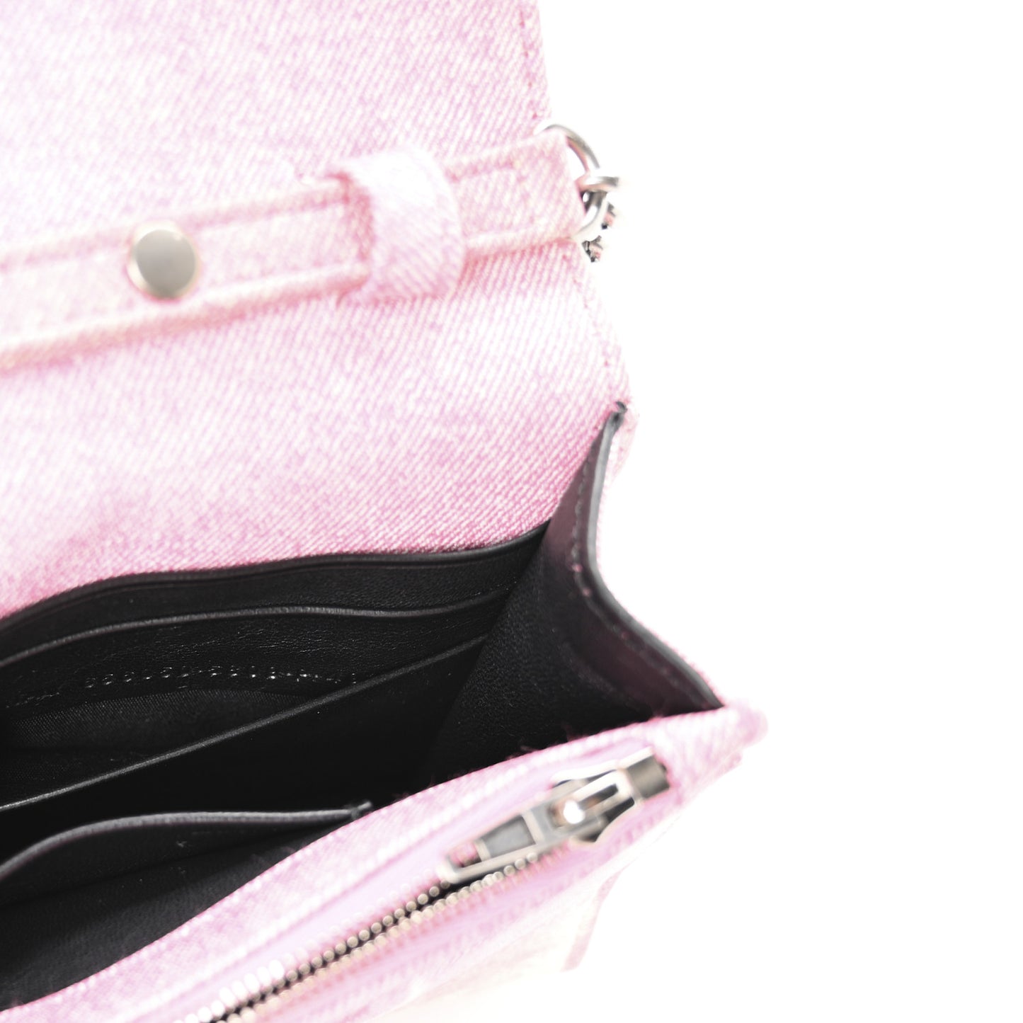 Nappa Denim Printed Hourglass Chain Bag Denim Pink