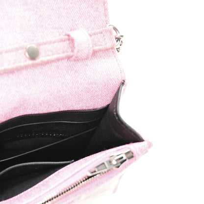 Balenciaga Nappa Denim Printed Hourglass Chain Bag Denim Pink 8 of 12