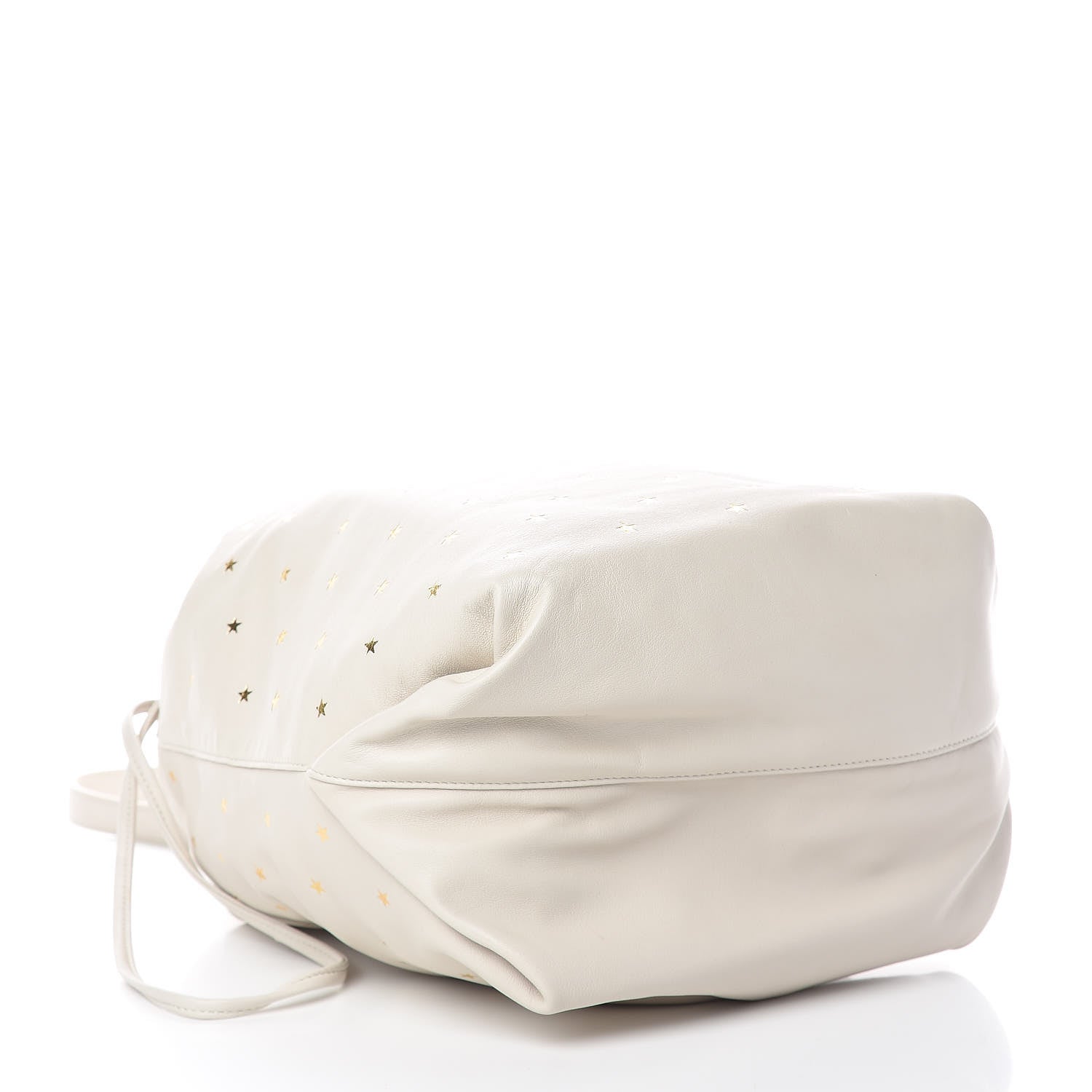 Saint Laurent Lambskin Star Printed Teddy Drawstring Bag White 5 of 11