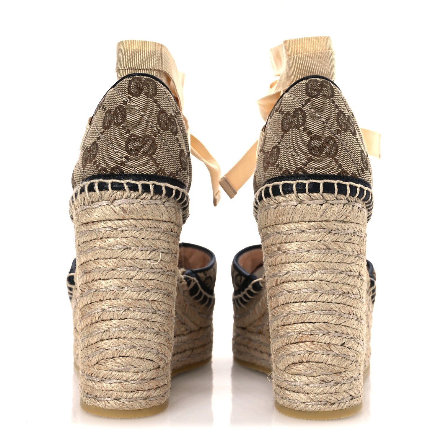 Gucci Monogram Matelasse GG Marmont Ankle Wrap Platform 35/120mm Espadrille Wedges 35 Beige Ebony Black Sand Storm 6 of 13