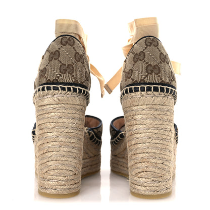 Gucci Monogram Matelasse GG Marmont Ankle Wrap Platform 35/120mm Espadrille Wedges 35 Beige Ebony Black Sand Storm 6 of 13