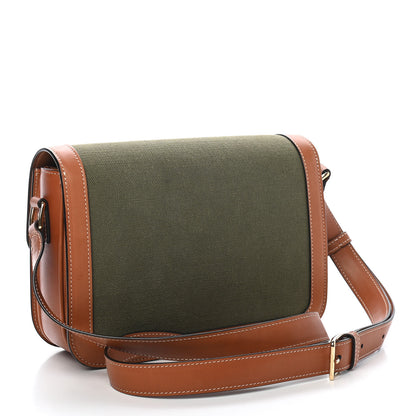 Celine Textile Natural Calfskin Classique Triomphe Khaki Tan 3 of 10