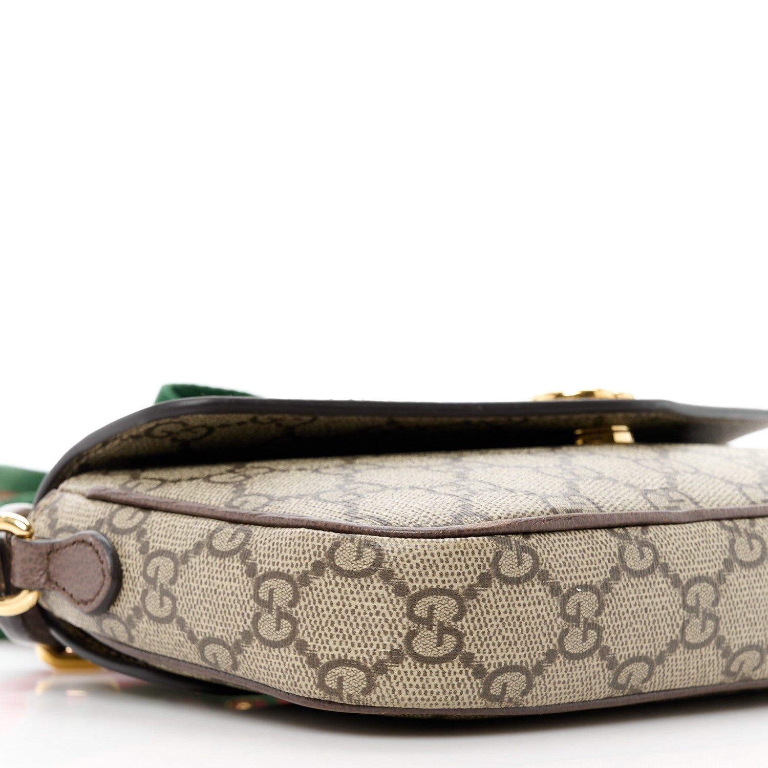Gucci GG Supreme Monogram Textured Dollar Calfskin Web Mini Ophidia Envelope Shoulder Bag Beige Ebony 9 of 11