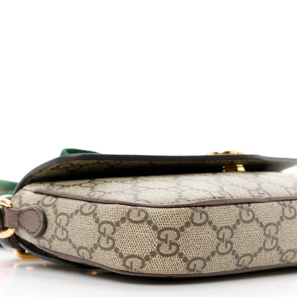 Gucci GG Supreme Monogram Textured Dollar Calfskin Web Mini Ophidia Envelope Shoulder Bag Beige Ebony 9 of 11