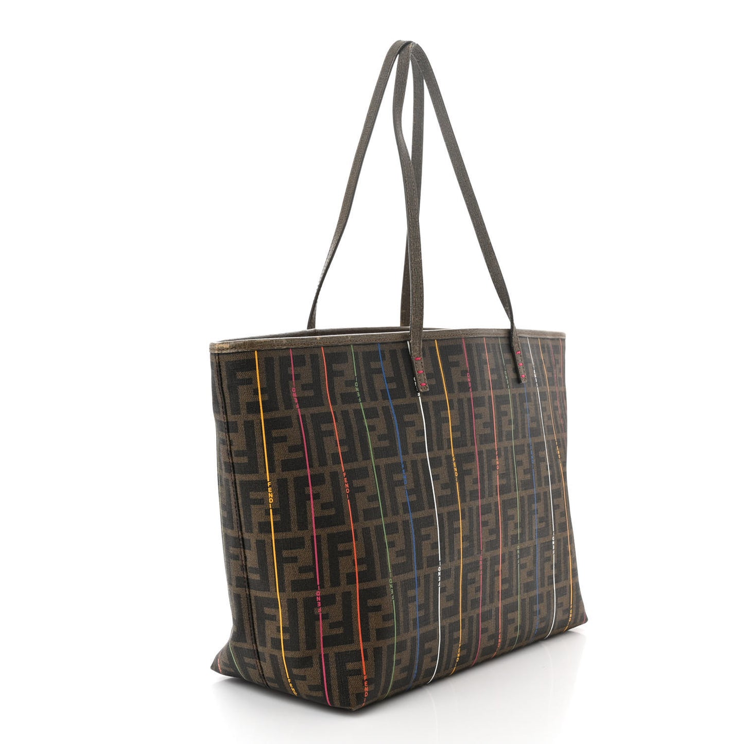 Zucca Spalmati Striped Large Roll Tote Tobacco Multicolor