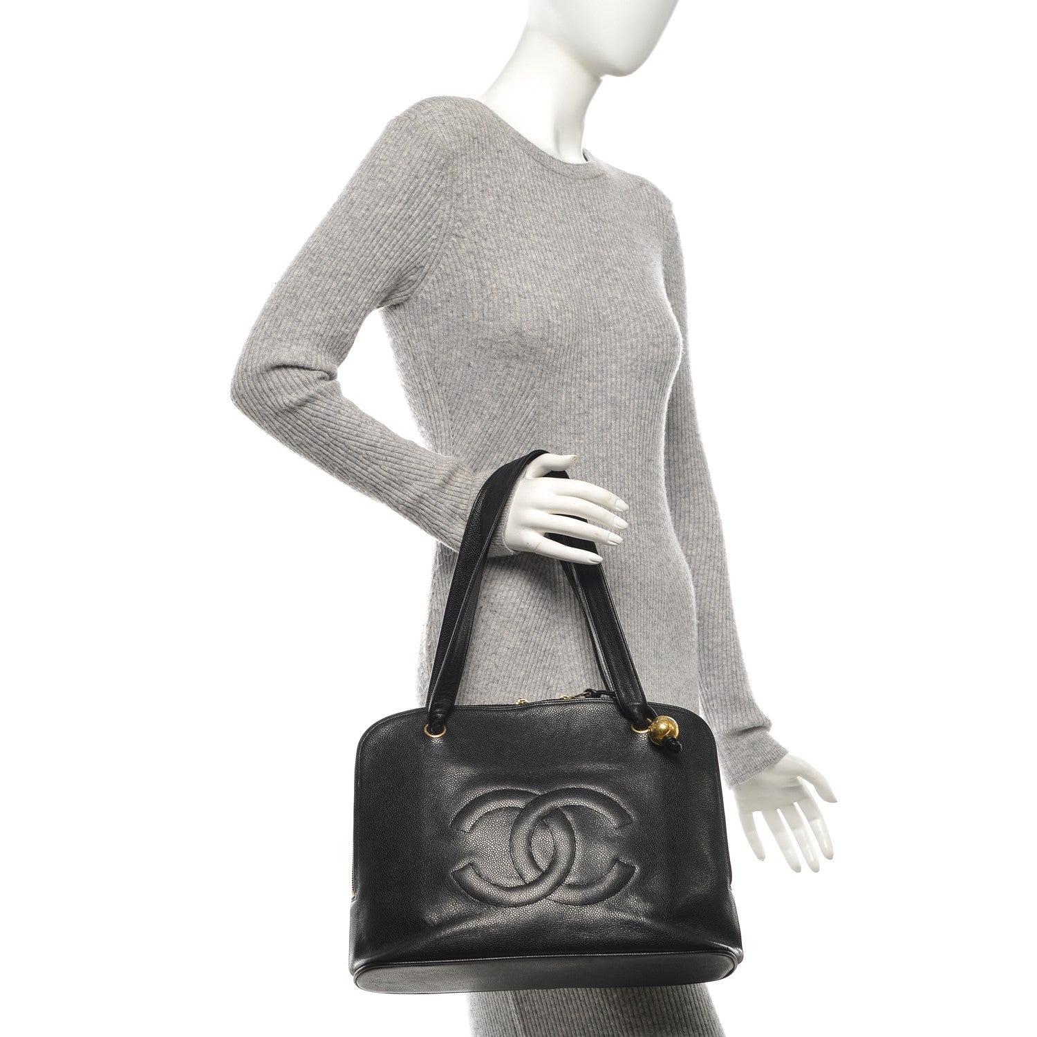 Chanel Caviar CC Shoulder Bag Black 2 of 11