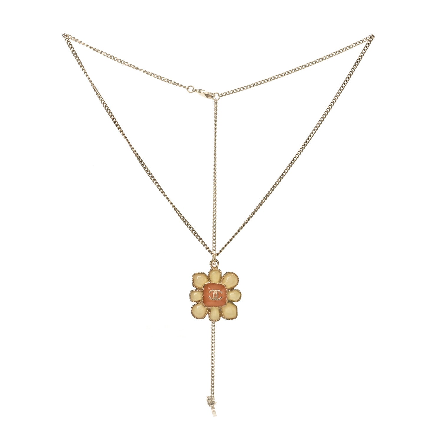 Chanel Resin CC Flower Necklace  Pink Gold 1 of 4