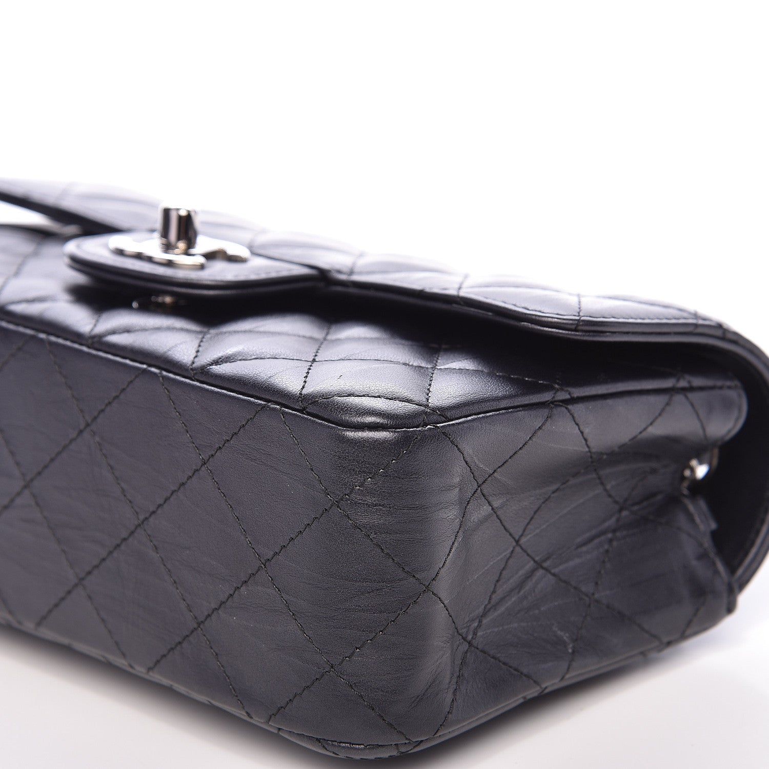 Chanel Iridescent Calfskin Quilted Mini Rectangular Flap Charcoal 10 of 11