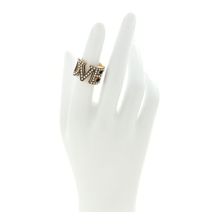 Gucci Metal Pearl Loved Ring 50 5.25 Aged Gold 2 of 4