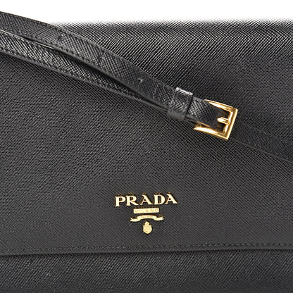 Prada Saffiano Metal Flap Wallet With Strap Black 8 of 15