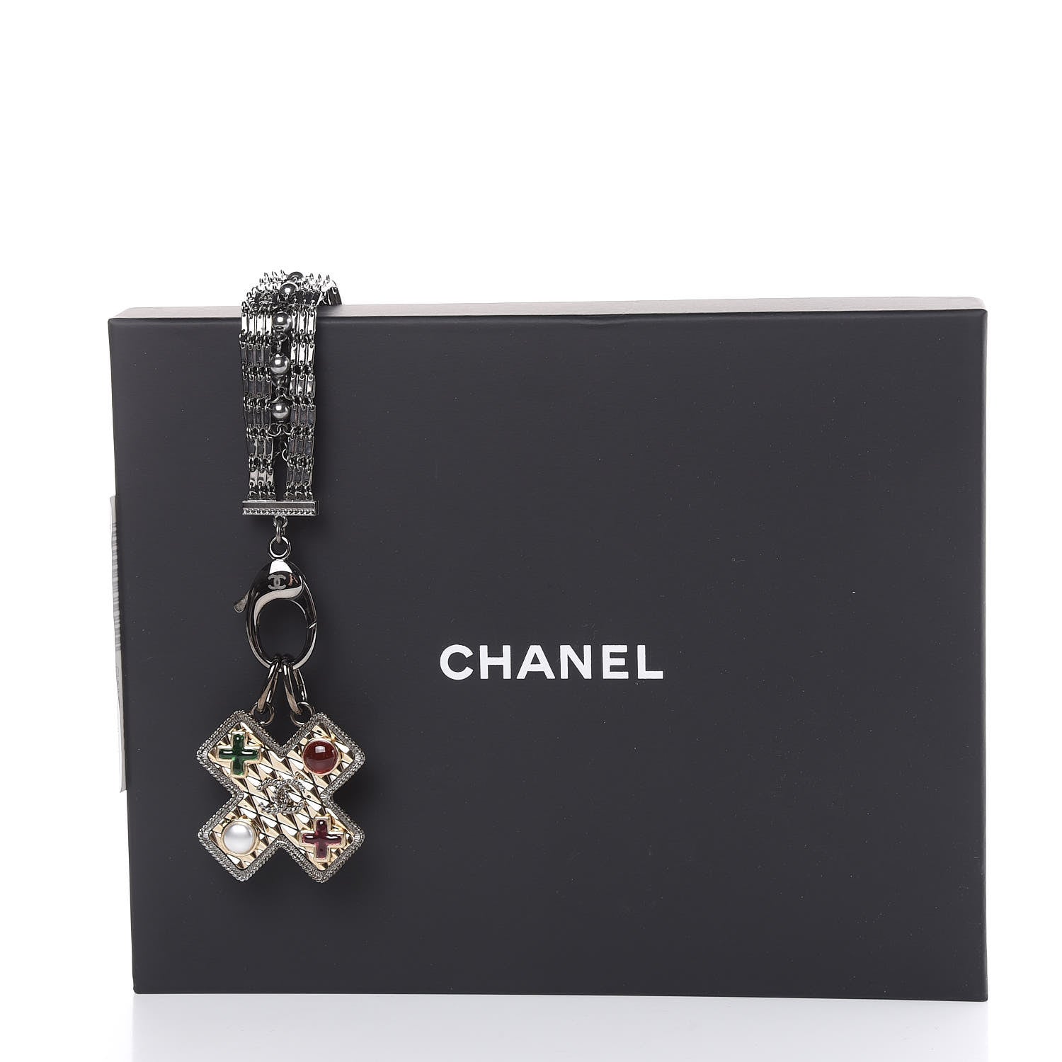 Chanel Ruthenium Resin Pearl CC Cross Long Pendant Necklace Multicolor 7 of 7
