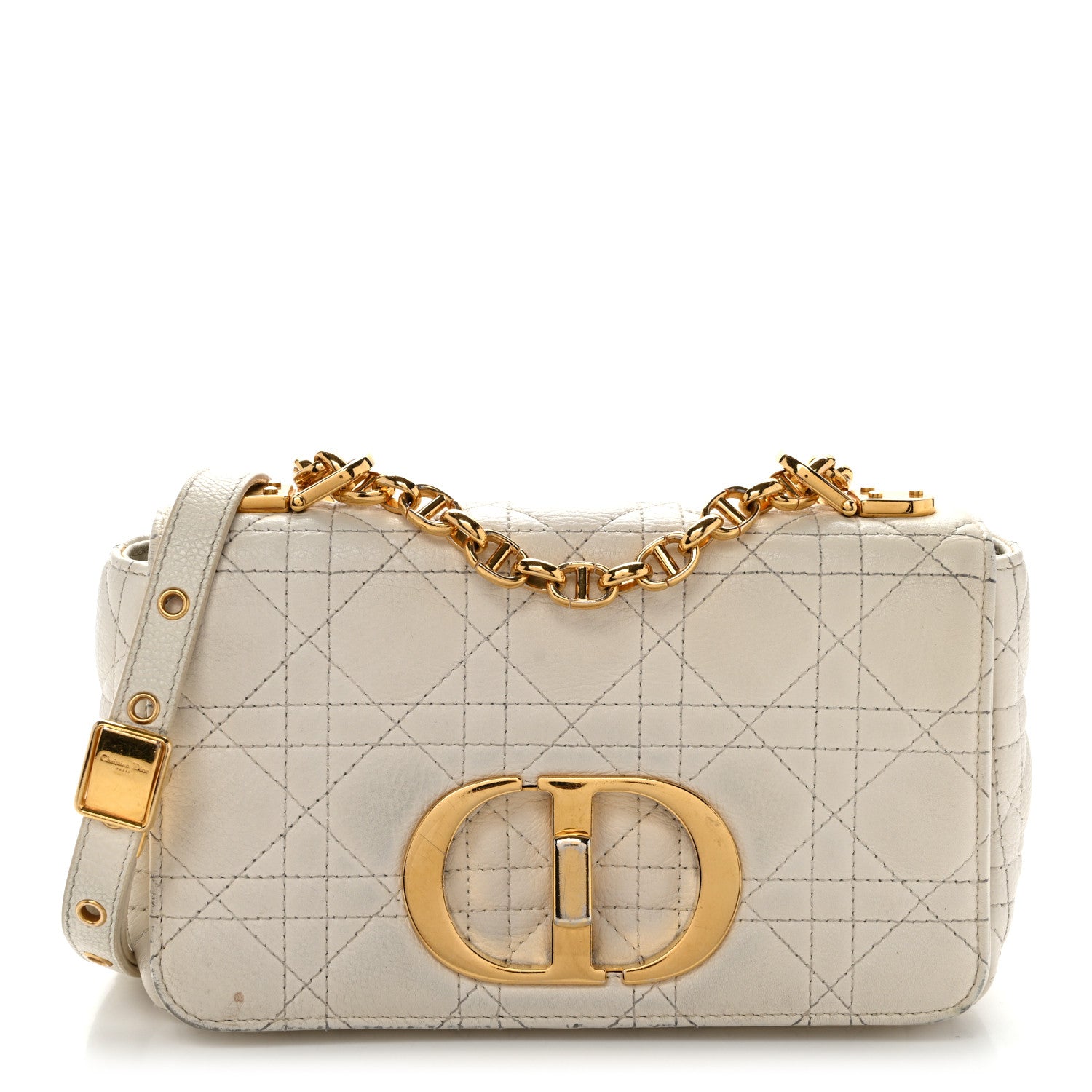 Christian Dior Calfskin Cannage Small Caro Bag Ivory 1 of 12