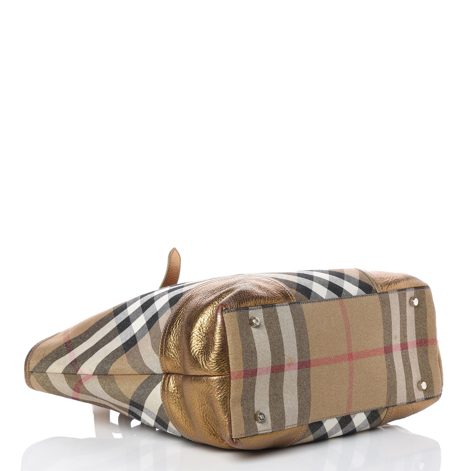 Burberry Shimmer Check Byron Tote Gold 4 of 13