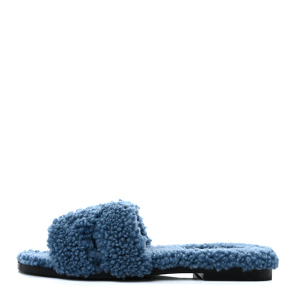 Hermes Woolskin Oran Sandals 35.5 Bleu 1 of 10